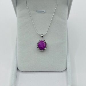 6.38 CT Natural Ruby Sterling Silver Pendant Necklace